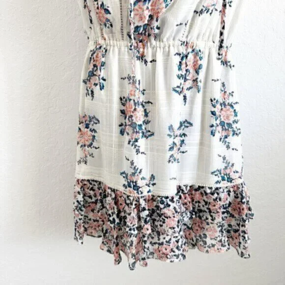 Veronica Beard Amica Floral Ruffle Silk Tiered Skirt Dress White Pink Size 2 - Picture 8 of 12